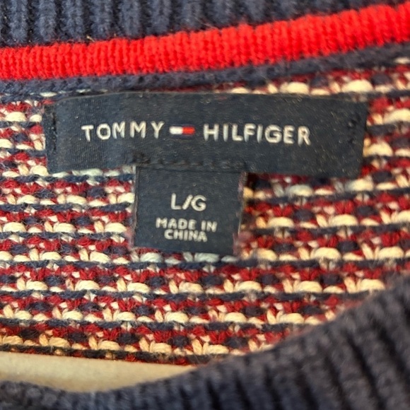 B11.05 Tommy Hilfiger Button Down Cardigan red, white and blue L - Picture 2 of 3